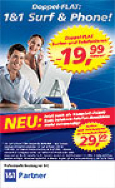 1&1 SURF & FhoneDSL -FLATRATE  PLUS TELEFONIE FÜR 19,90 - Dienstleistungen Business Gewerbe - 